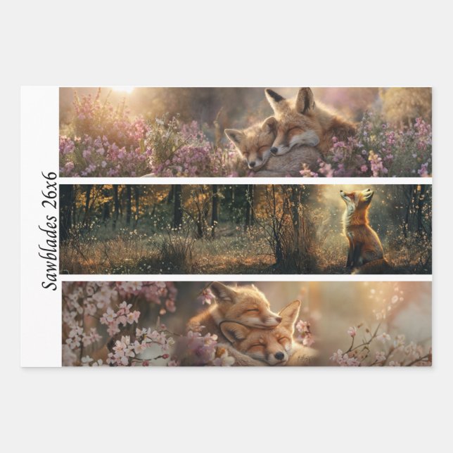 Decoupage Fox Forest Scenes Handsaw Panels  Geschenkpapier Set (Vorderseite 3)