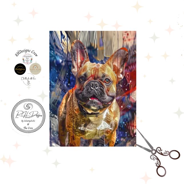 Decoupage French Bulldog Abstract Furniture Art Seidenpapier (Von Creator hochgeladen)