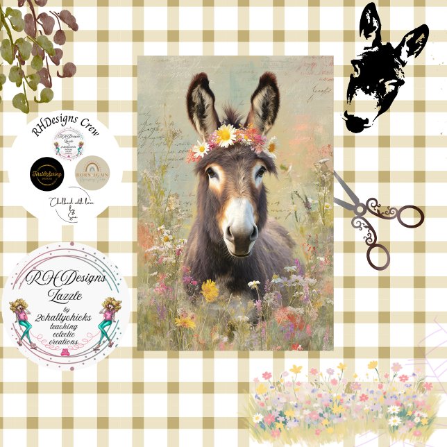 Decoupage gekrönt mit Grace Donkey Blumenfeld Seidenpapier (Von Creator hochgeladen)