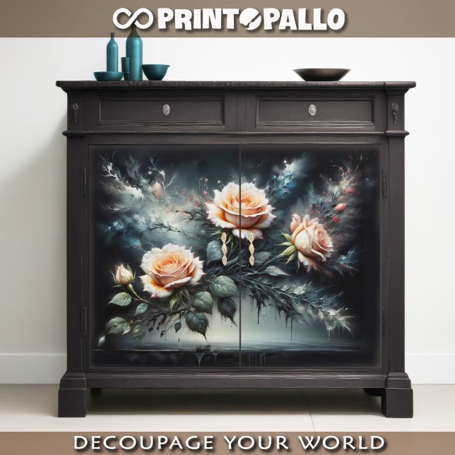 Decoupage - Gelbe Rosen auf schwarz - Seidenpapier (Von Creator hochgeladen)