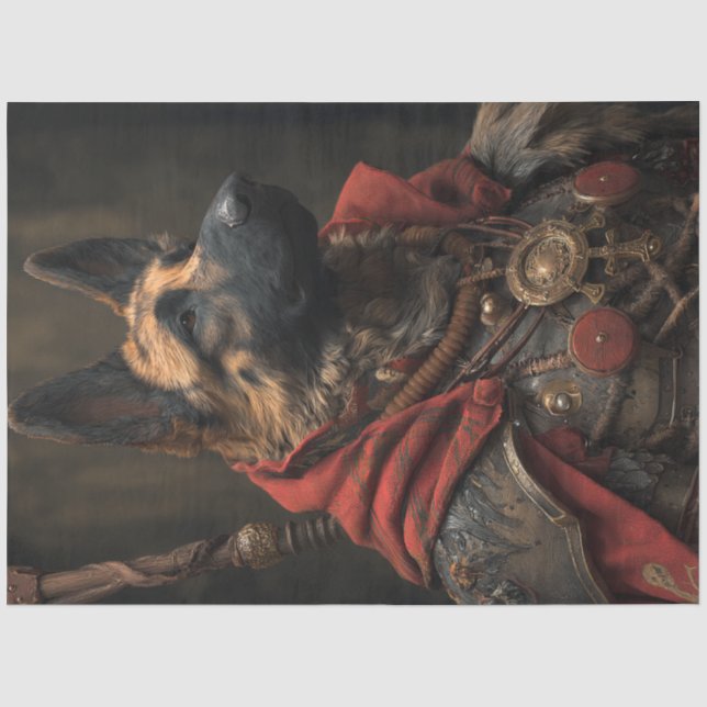 Decoupage German Shepard Steampunk Bronze Armor Seidenpapier (Vorderseite)