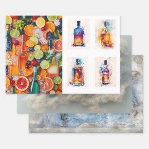 Decoupage Geschenkpapier USA, Karte & Bar Set