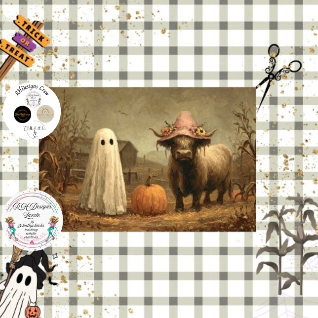 Decoupage Ghost Highland Halloween Farm Seidenpapier (Von Creator hochgeladen)