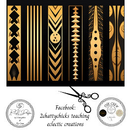 Decoupage Gold Black Ornamental Patterns Inlay  Seidenpapier