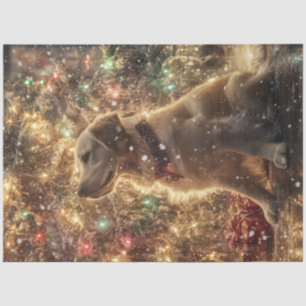 Decoupage Gold Retriever Weihnachtsbaumleuchten Seidenpapier