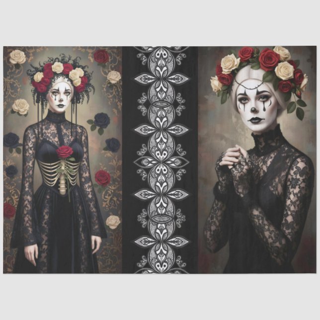 Decoupage Gothic Rose Queen – Dark Romantic Art  Seidenpapier (Vorderseite)