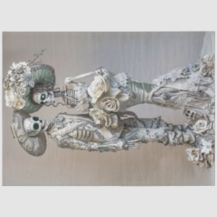 Decoupage Gothic Skeleton Couple Silver Attion Seidenpapier