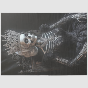 Decoupage Gothic Skeleton Queen Black Chair Seidenpapier