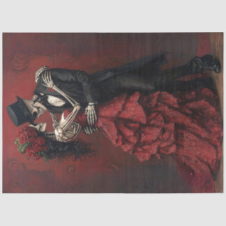 Decoupage Gothic Skeleton Romantic Couple Dance Seidenpapier