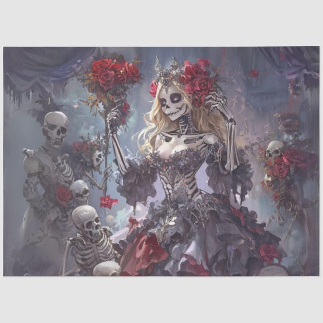 Decoupage Gothic Skelton Dancers Lilac Dress Seidenpapier (Vorderseite)