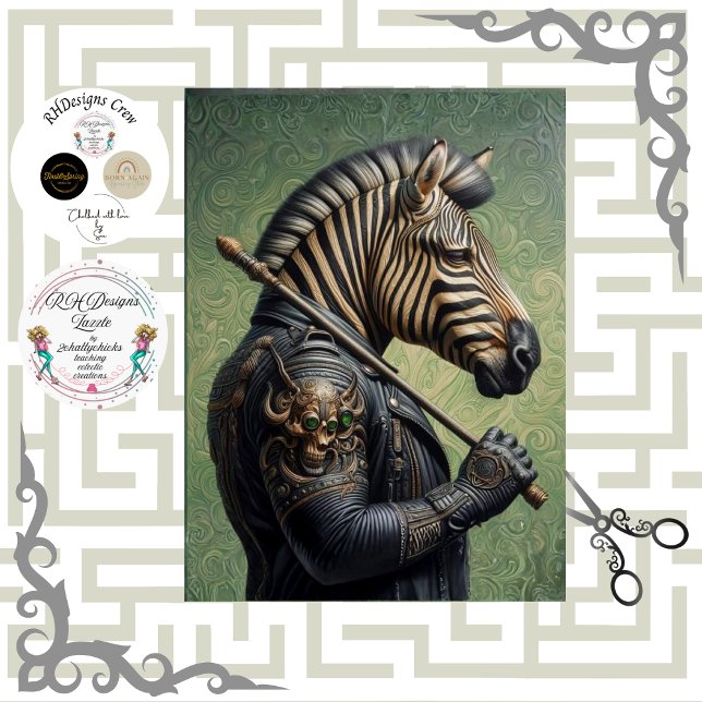 Decoupage Gothic Zebra Warrior  Seidenpapier (Von Creator hochgeladen)