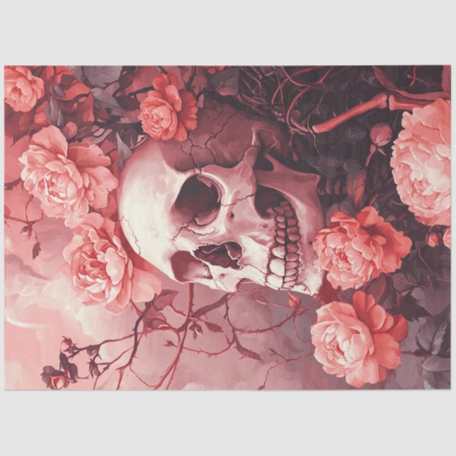 Decoupage Gothull Umgeben & Peach Blume Seidenpapier (Vorderseite)