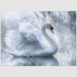 Decoupage Graceful Swan Pond Reflection Seidenpapier