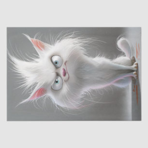 Decoupage Grumpy White Fury Cat Seidenpapier