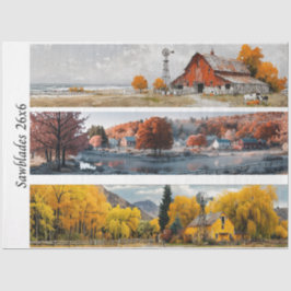 Decoupage Handsaw Designs Red Barn, Yellow Barn,  Seidenpapier