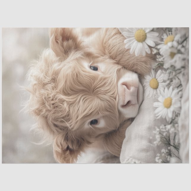 Decoupage Highland Calf Sonnenblumen Seidenpapier (Vorderseite)