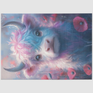 Decoupage Highland Calf Umrundete Poppies Seidenpapier