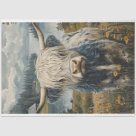 Decoupage Highland Cow Landschaft Seidenpapier