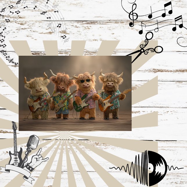 Decoupage Highland Cow Rock Band Seidenpapier (Von Creator hochgeladen)