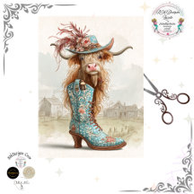 Decoupage Highland-Kalb im Cowboy-Outfit für den C