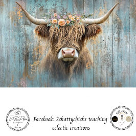 Decoupage Highland Kuh Blau erschüttert Hintergrun Seidenpapier