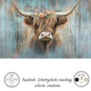 Decoupage Highland Kuh Blau erschüttert Hintergrun Seidenpapier