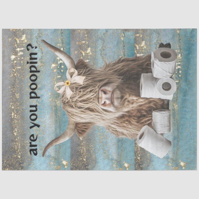 Decoupage Highland Kuh Spaß sind Sie Poopin Seidenpapier (Vorderseite)
