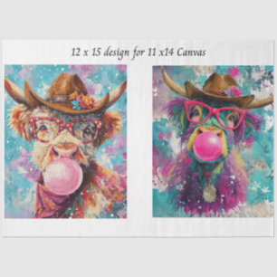Decoupage Highland Western Bubble Gum 11x14 Leinwa Seidenpapier