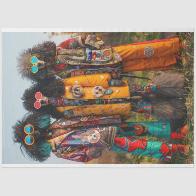 Decoupage Hippie Boho Standard Poodle Sisters Seidenpapier (Vorderseite)