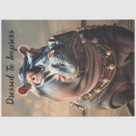 Decoupage Hippo Dressed to Impress Seidenpapier