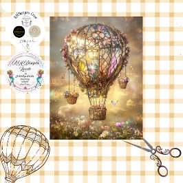 Decoupage Hot Air Ballon festgehaltenes Glas Flora Seidenpapier