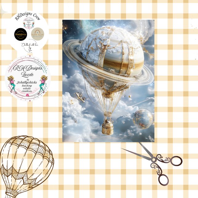 Decoupage Hot Air Ballon sieht aus wie Saturn Seidenpapier (Von Creator hochgeladen)