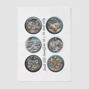 Decoupage IOD Snow Globe Molds Winter Village 3" Seidenpapier