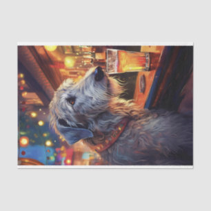Decoupage Irish Wolfhound auf dem Bar Hygienepapie Seidenpapier