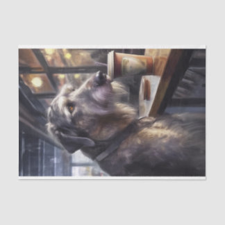 Decoupage Irish Wolfhound im Café Seidenpapier