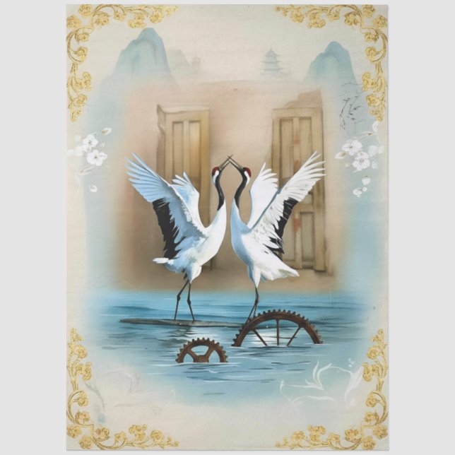 Decoupage Kranich Collection Seidenpapier (Vorderseite)
