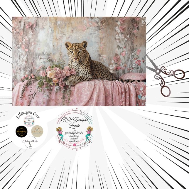 Decoupage Landscape Leopard Romantic Pink Floral  Seidenpapier (Von Creator hochgeladen)