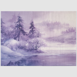 Decoupage Landscape Schnee bedeckt Purpurrot Weiß Seidenpapier