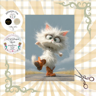 Decoupage-Laune tanzende Katze  Seidenpapier