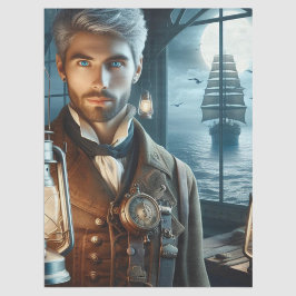 Decoupage Lighthouse Keeper Steampunk Viktorianisc Seidenpapier