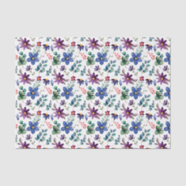 Decoupage Lila Blue Floral Blume Watercolor Seidenpapier