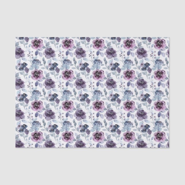 Decoupage Lila Floral Blume Aquarell Seidenpapier (Vorderseite)