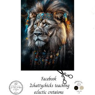 Decoupage Lion Adorned Amerikanische Ureinwohner H Seidenpapier