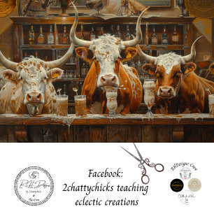 Decoupage Longhorn Kühe Bar trinken Milchshakes Seidenpapier