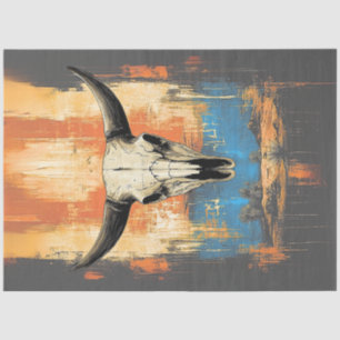 Decoupage LongHorn Steer Poster Orange, blau Seidenpapier