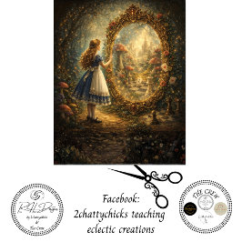 Decoupage Looking Glass Wonderland Storybook Seidenpapier