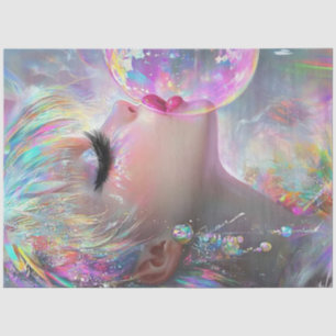 Decoupage Luminsed Girl blühende Blase Gum Seidenpapier