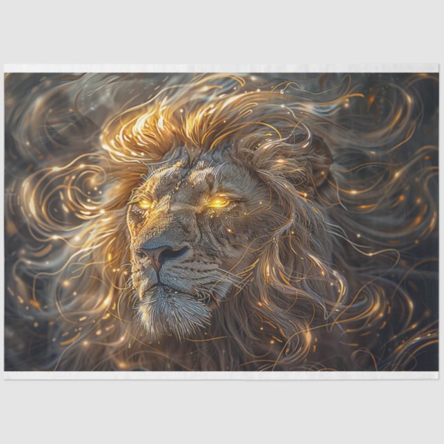 Decoupage Majestic Aura a Lion Fiery Mane Seidenpapier (Vorderseite)