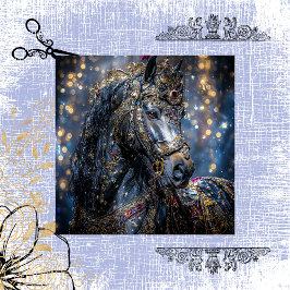 Decoupage Majestic Black Stallion Jewel begraben Seidenpapier