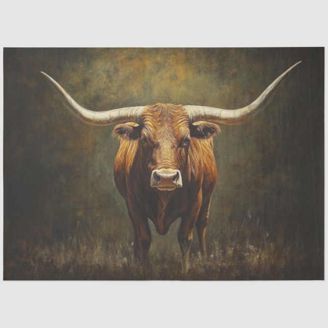 Decoupage Majestic Longhorn Bull Reddish Brown Seidenpapier (Vorderseite)